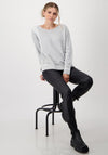 Monari Rhinestone Pocket Rice Grain Sweater, Grey