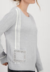 Monari Rhinestone Pocket Rice Grain Sweater, Grey