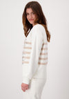 Monari Embellished Stripe Knit Sweater, Off White