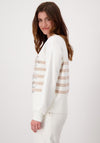 Monari Embellished Stripe Knit Sweater, Off White