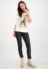 Monari Rhinestone Woman Print Top, Off White