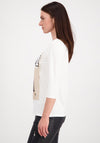 Monari Rhinestone Woman Print Top, Off White