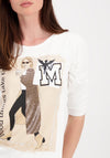Monari Rhinestone Woman Print Top, Off White