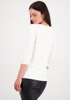 Monari Rhinestone Woman Print Top, Off White