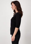Monari Round Neck Bottle Print Top, Black