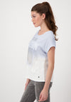 Monari Embellished Text Print Top, Blue