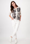 Monari Rhinestone Checked Top, Beige