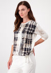 Monari Rhinestone Checked Top, Beige