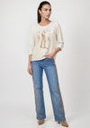 Monari Graphic Print with Rhinestone Detail Top, Cream