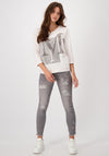 Monari Rhinestone Graphic T-Shirt, Beige