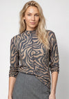 Monari Round Neck Animal Print Top, Beige Multi