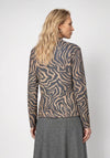 Monari Round Neck Animal Print Top, Beige Multi