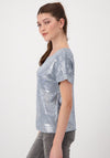 Monari Text Print Metallic Top, Silver
