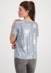 Monari Text Print Metallic Top, Silver