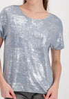 Monari Text Print Metallic Top, Silver