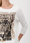 Monari Glitter Text Leopard Print Top, Off White