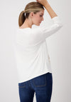 Monari Glitter Text Leopard Print Top, Off White