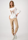 Monari Butterfly Print Top, Off White