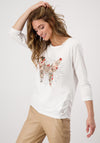 Monari Butterfly Print Top, Off White