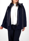 Monari Oversized Double Layered Knit Hooded Cape, Navy