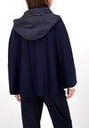 Monari Oversized Double Layered Knit Hooded Cape, Navy