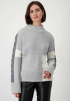 Monari Colour Block High Neck Jumper, Grey