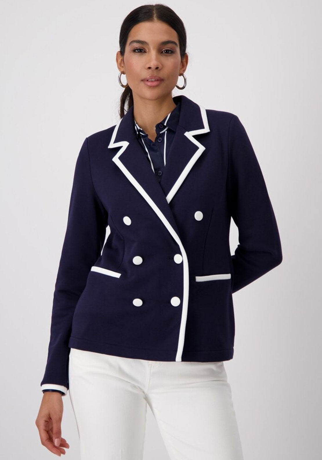 Monari Contrast Detail Blazer, Navy
