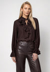 Monari Long Sleeve with Flounce Detail Blouse, Brown