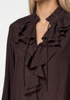 Monari Long Sleeve with Flounce Detail Blouse, Brown