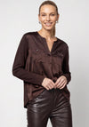 Monari Round Neckline with Lace Detail Blouse, Brown