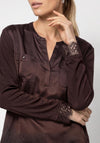 Monari Round Neckline with Lace Detail Blouse, Brown