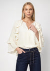 Monari Round Neckline with Lace Detail Blouse, Cream