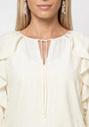 Monari Round Neckline with Lace Detail Blouse, Cream