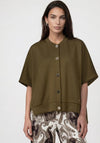 Monari Button Closure Cape, Olive Green