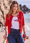 Monari Short Sleeve Knit Cardigan, Red