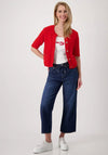Monari Short Sleeve Knit Cardigan, Red
