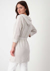Monari Rhinestone Hooded Lurex Knit Cardigan, Beige