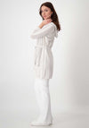Monari Rhinestone Hooded Lurex Knit Cardigan, Beige