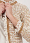 Monari Fringe Tweed Style Cardigan, Tan