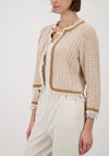Monari Fringe Tweed Style Cardigan, Tan