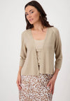Monari Lurex Open Knit Cardigan, Beige