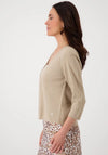 Monari Lurex Open Knit Cardigan, Beige