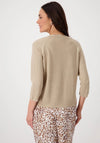 Monari Lurex Open Knit Cardigan, Beige