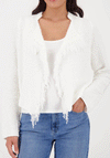 Monari Fringed Sequin Knit Cardigan, Off White