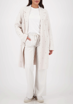 Monari Stud Detail Knitted Coatigan, Beige