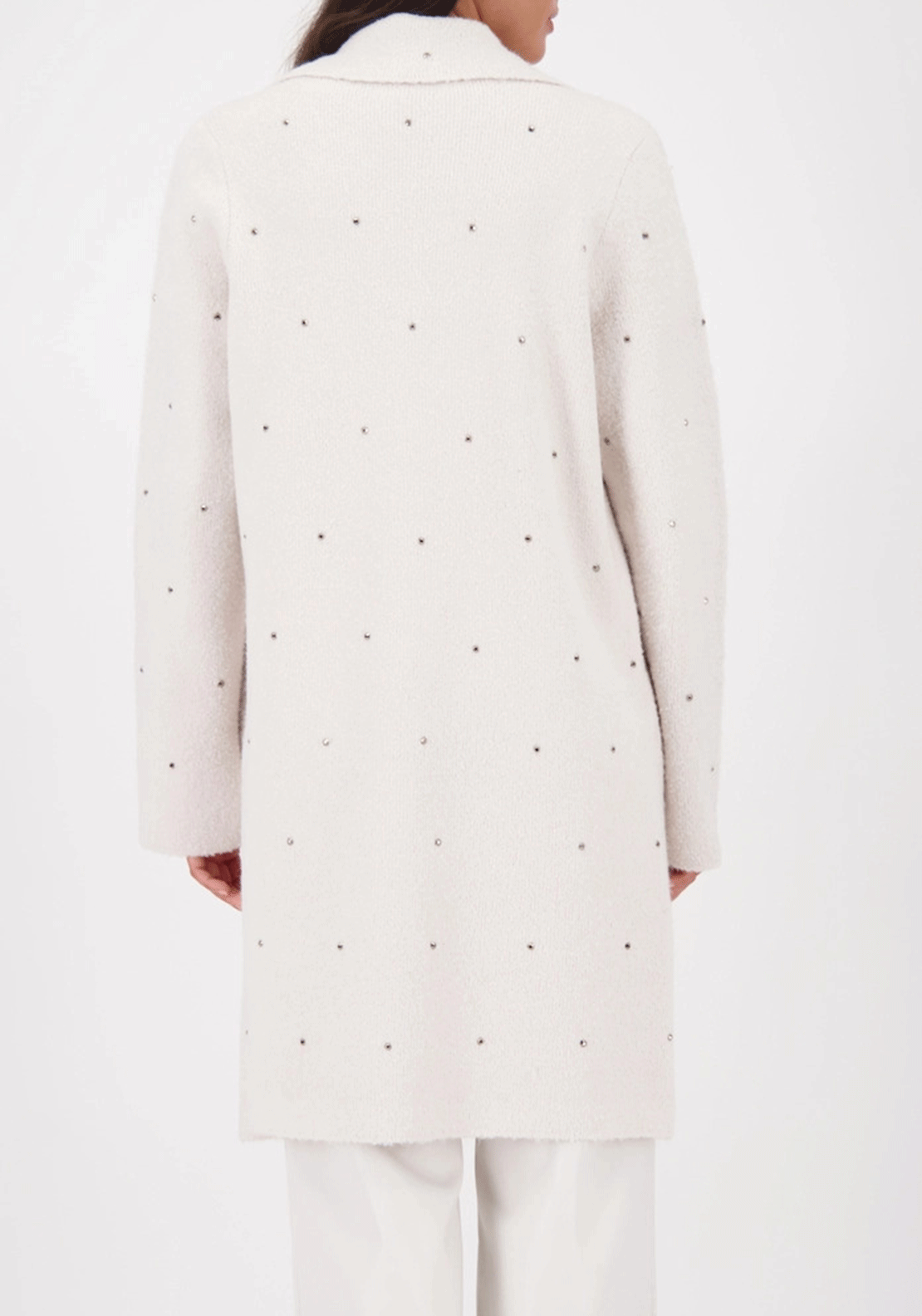 Monari Stud Detail Knitted Coatigan, Beige