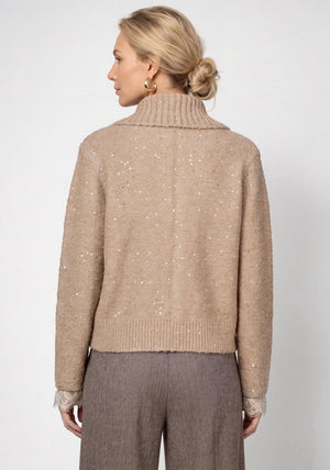 Monari Sequin Boucle Knit Jacket, Beige