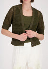 Monari Mesh Knitted Cardigan, Olive Green