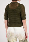 Monari Mesh Knitted Cardigan, Olive Green