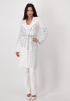 Monari Monogram Knitted Coat, White & Grey